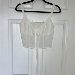Commense White Tie Front Crop Bustier Tank Top